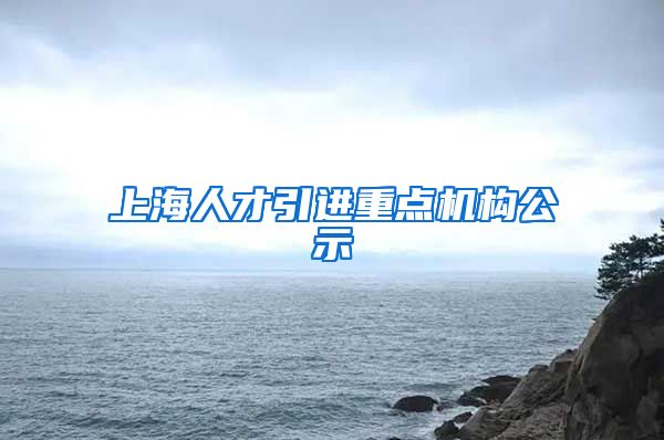 上海人才引进重点机构公示