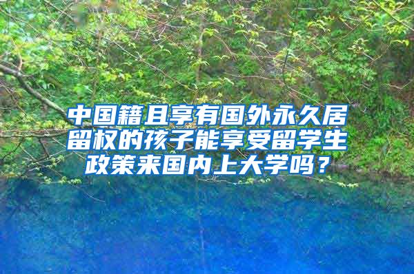 中国籍且享有国外永久居留权的孩子能享受留学生政策来国内上大学吗？