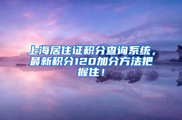 上海居住证积分查询系统，最新积分120加分方法把握住！