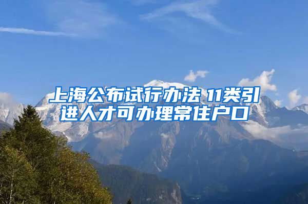 上海公布试行办法　11类引进人才可办理常住户口