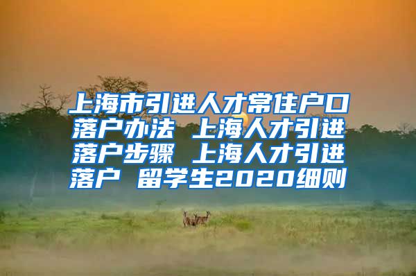 上海市引进人才常住户口落户办法 上海人才引进落户步骤 上海人才引进落户 留学生2020细则