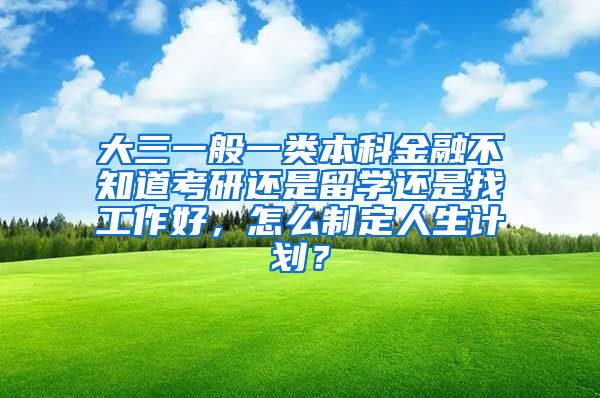 大三一般一类本科金融不知道考研还是留学还是找工作好，怎么制定人生计划？