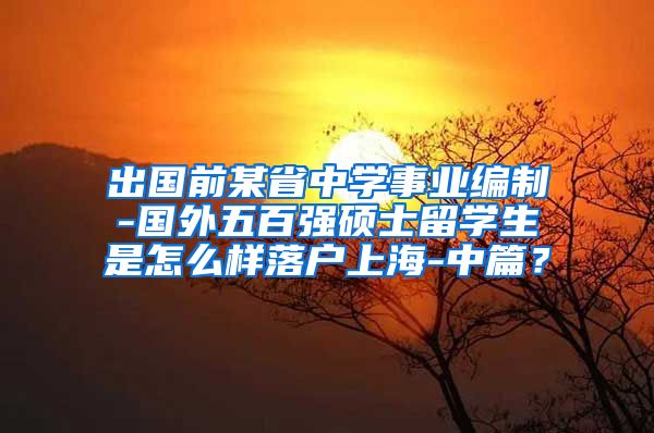 出国前某省中学事业编制-国外五百强硕士留学生是怎么样落户上海-中篇？