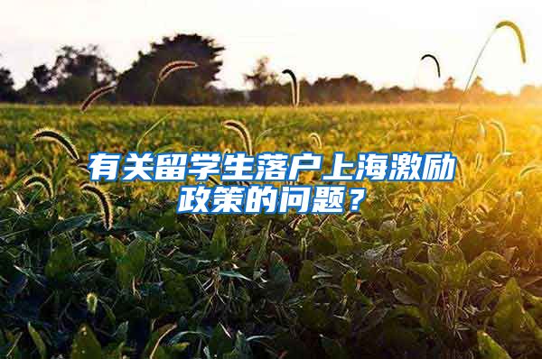 有关留学生落户上海激励政策的问题？