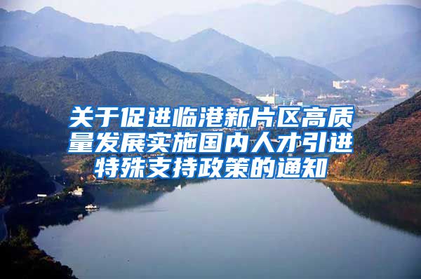 关于促进临港新片区高质量发展实施国内人才引进特殊支持政策的通知