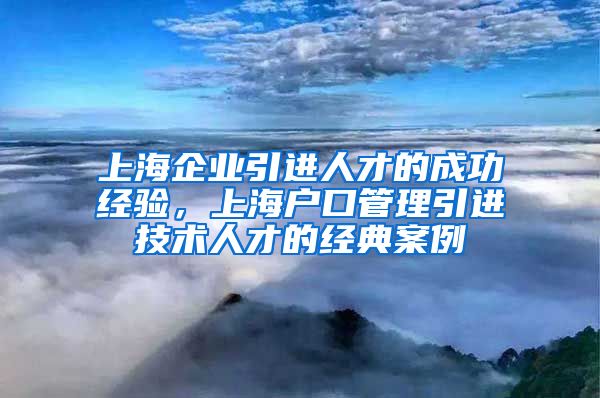 上海企业引进人才的成功经验，上海户口管理引进技术人才的经典案例