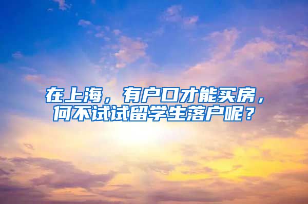 在上海，有户口才能买房，何不试试留学生落户呢？