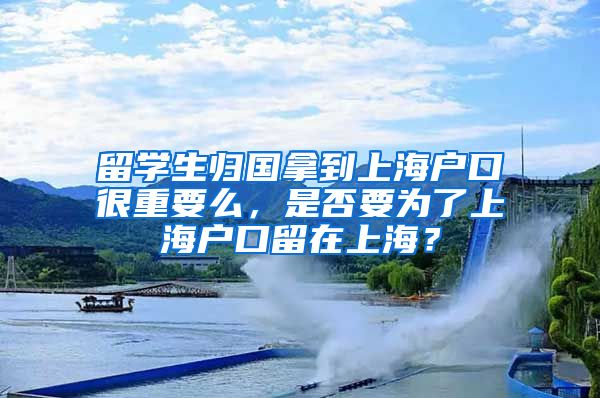 留学生归国拿到上海户口很重要么，是否要为了上海户口留在上海？