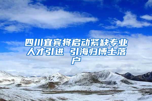 四川宜宾将启动紧缺专业人才引进 引海归博士落户