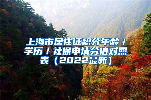 上海市居住证积分年龄／学历／社保申请分值对照表（2022最新）