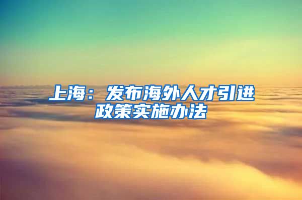 上海：发布海外人才引进政策实施办法