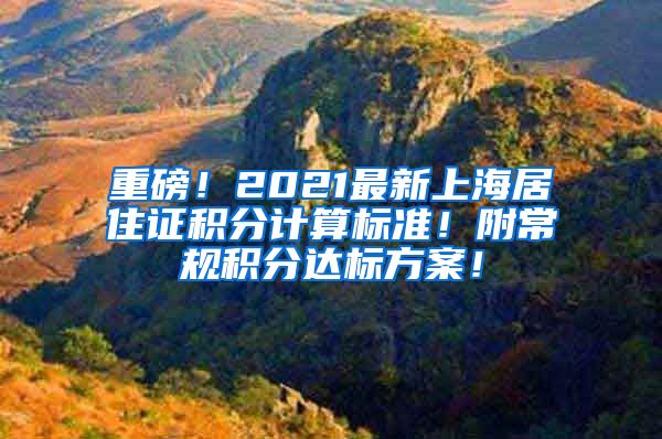 重磅！2021最新上海居住证积分计算标准！附常规积分达标方案！