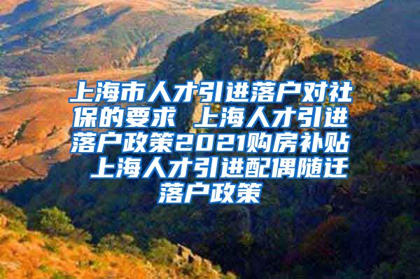 上海市人才引进落户对社保的要求 上海人才引进落户政策2021购房补贴 上海人才引进配偶随迁落户政策