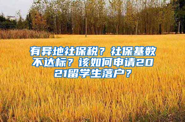 有异地社保税？社保基数不达标？该如何申请2021留学生落户？