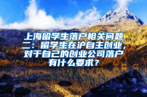 上海留学生落户相关问题二：留学生在沪自主创业，对于自己的创业公司落户有什么要求？