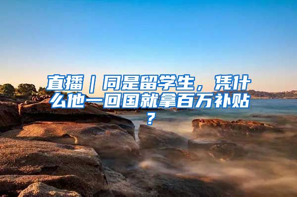 直播｜同是留学生，凭什么他一回国就拿百万补贴？