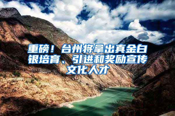 重磅！台州将拿出真金白银培育、引进和奖励宣传文化人才