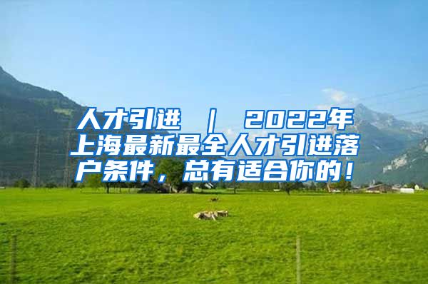 人才引进 ｜ 2022年上海最新最全人才引进落户条件，总有适合你的！