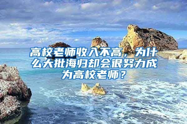 高校老师收入不高，为什么大批海归却会很努力成为高校老师？