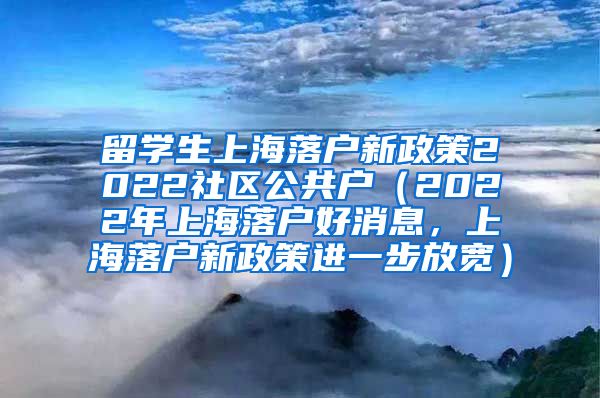 留学生上海落户新政策2022社区公共户（2022年上海落户好消息，上海落户新政策进一步放宽）