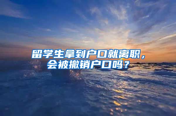 留学生拿到户口就离职，会被撤销户口吗？