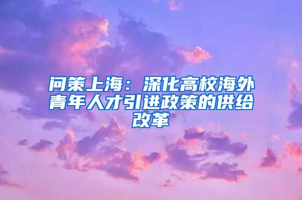 问策上海：深化高校海外青年人才引进政策的供给改革