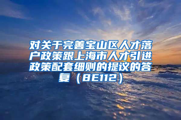 对关于完善宝山区人才落户政策跟上海市人才引进政策配套细则的提议的答复（8E112）