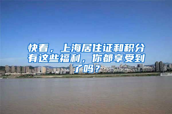 快看，上海居住证和积分有这些福利，你都享受到了吗？