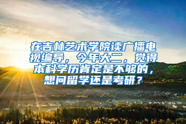 在吉林艺术学院读广播电视编导，今年大二，觉得本科学历肯定是不够的，想问留学还是考研？