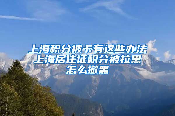 上海积分被卡有这些办法 上海居住证积分被拉黑 怎么撤黑