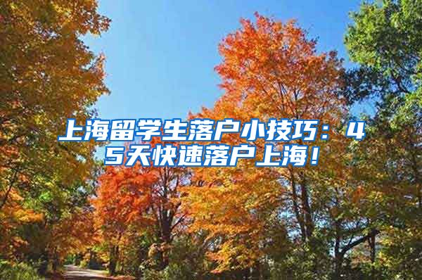 上海留学生落户小技巧：45天快速落户上海！