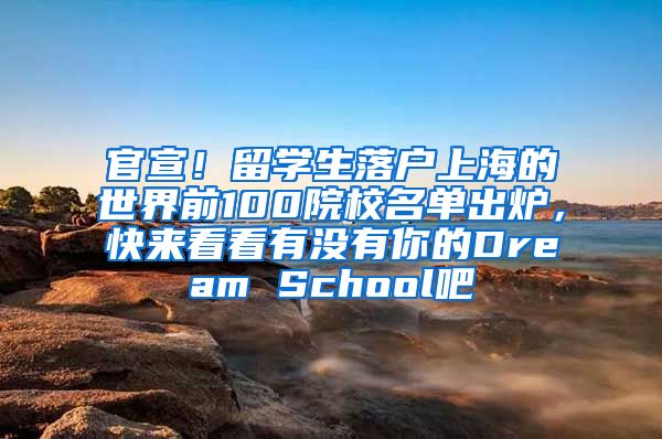 官宣！留学生落户上海的世界前100院校名单出炉，快来看看有没有你的Dream School吧