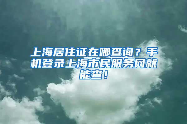 上海居住证在哪查询？手机登录上海市民服务网就能查！