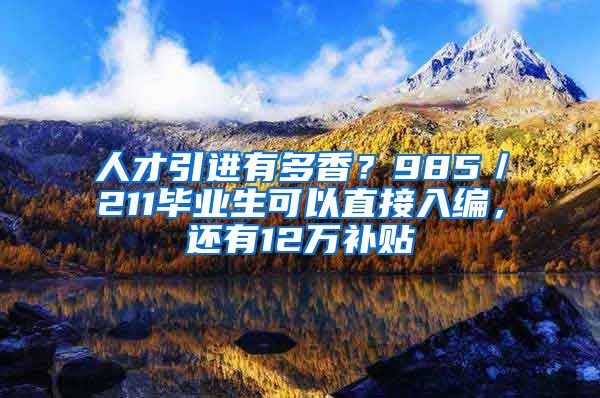 人才引进有多香？985／211毕业生可以直接入编，还有12万补贴