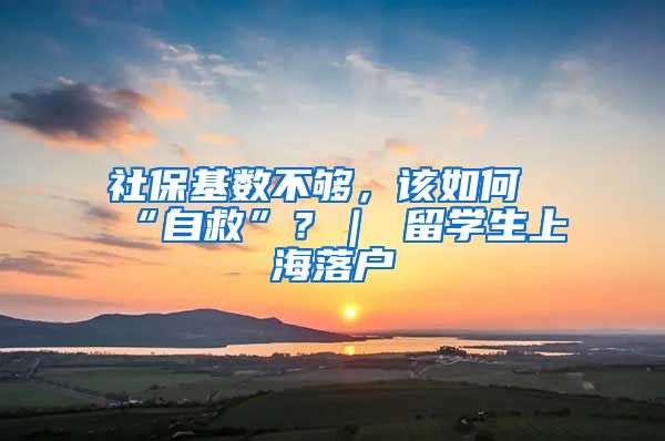 社保基数不够，该如何“自救”？｜ 留学生上海落户