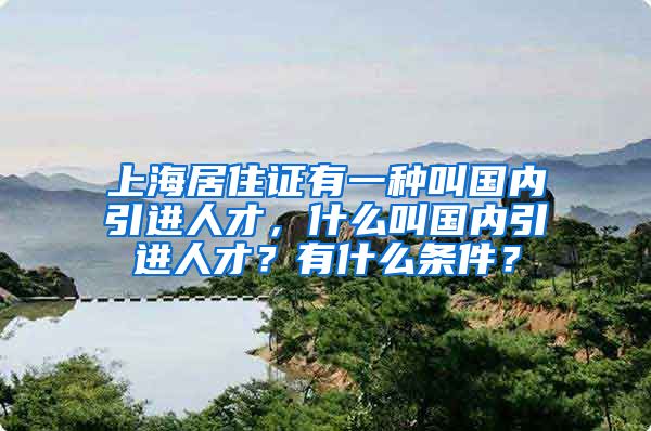 上海居住证有一种叫国内引进人才，什么叫国内引进人才？有什么条件？