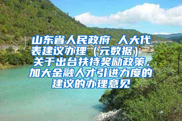 山东省人民政府 人大代表建议办理（元数据） 关于出台扶持奖励政策，加大金融人才引进力度的建议的办理意见