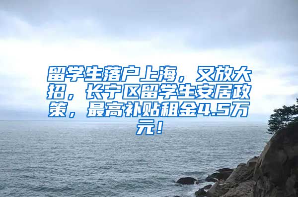 留学生落户上海，又放大招，长宁区留学生安居政策，最高补贴租金4.5万元！