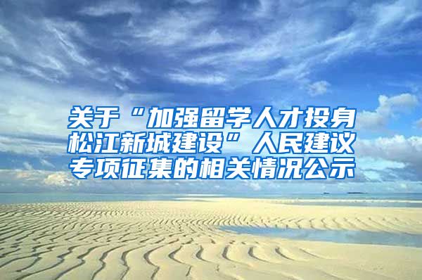 关于“加强留学人才投身松江新城建设”人民建议专项征集的相关情况公示