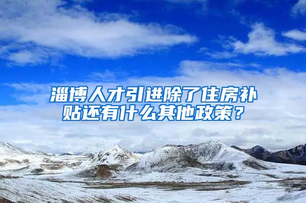 淄博人才引进除了住房补贴还有什么其他政策？