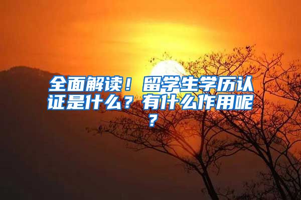 全面解读！留学生学历认证是什么？有什么作用呢？