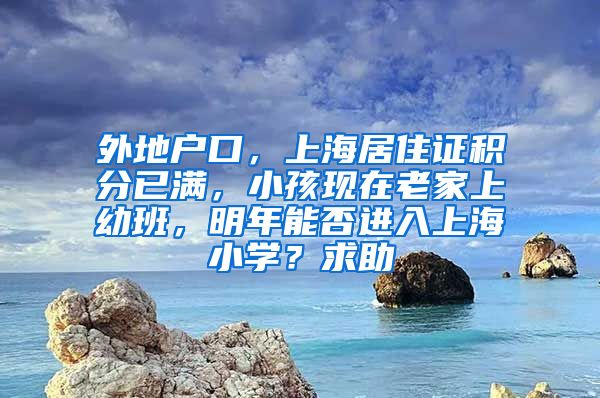 外地户口，上海居住证积分已满，小孩现在老家上幼班，明年能否进入上海小学？求助