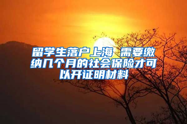 留学生落户上海 需要缴纳几个月的社会保险才可以开证明材料