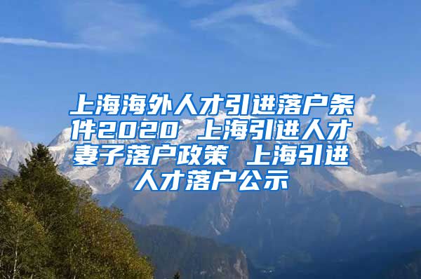 上海海外人才引进落户条件2020 上海引进人才妻子落户政策 上海引进人才落户公示