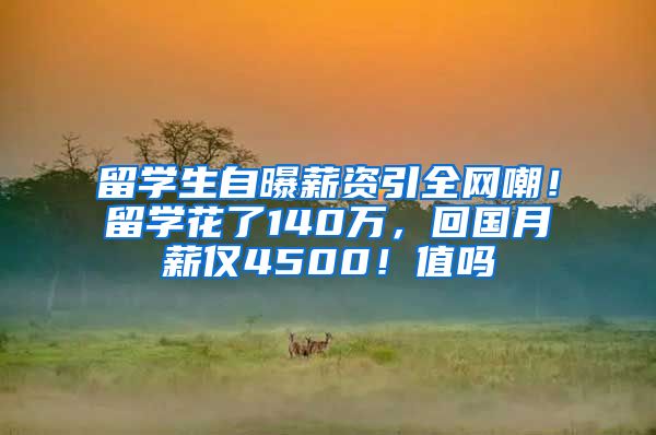 留学生自曝薪资引全网嘲！留学花了140万，回国月薪仅4500！值吗