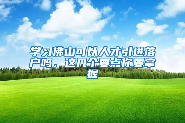 学习佛山可以人才引进落户吗，这几个要点你要掌握