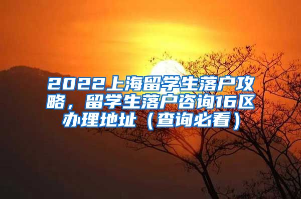 2022上海留学生落户攻略，留学生落户咨询16区办理地址（查询必看）