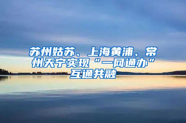 苏州姑苏、上海黄浦、常州天宁实现“一网通办”互通共融