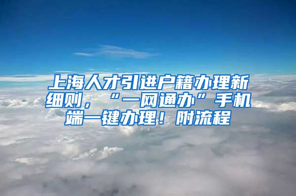 上海人才引进户籍办理新细则，“一网通办”手机端一键办理！附流程