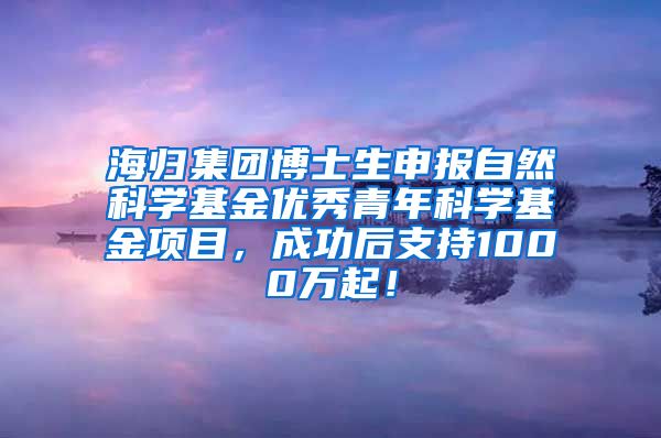 海归集团博士生申报自然科学基金优秀青年科学基金项目，成功后支持1000万起！